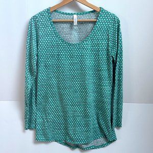 LuLaRoe Lynnae Long Sleeve Teal White Dot Size Small